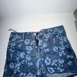 Floral and skull Rock and Republic Denim Shorts